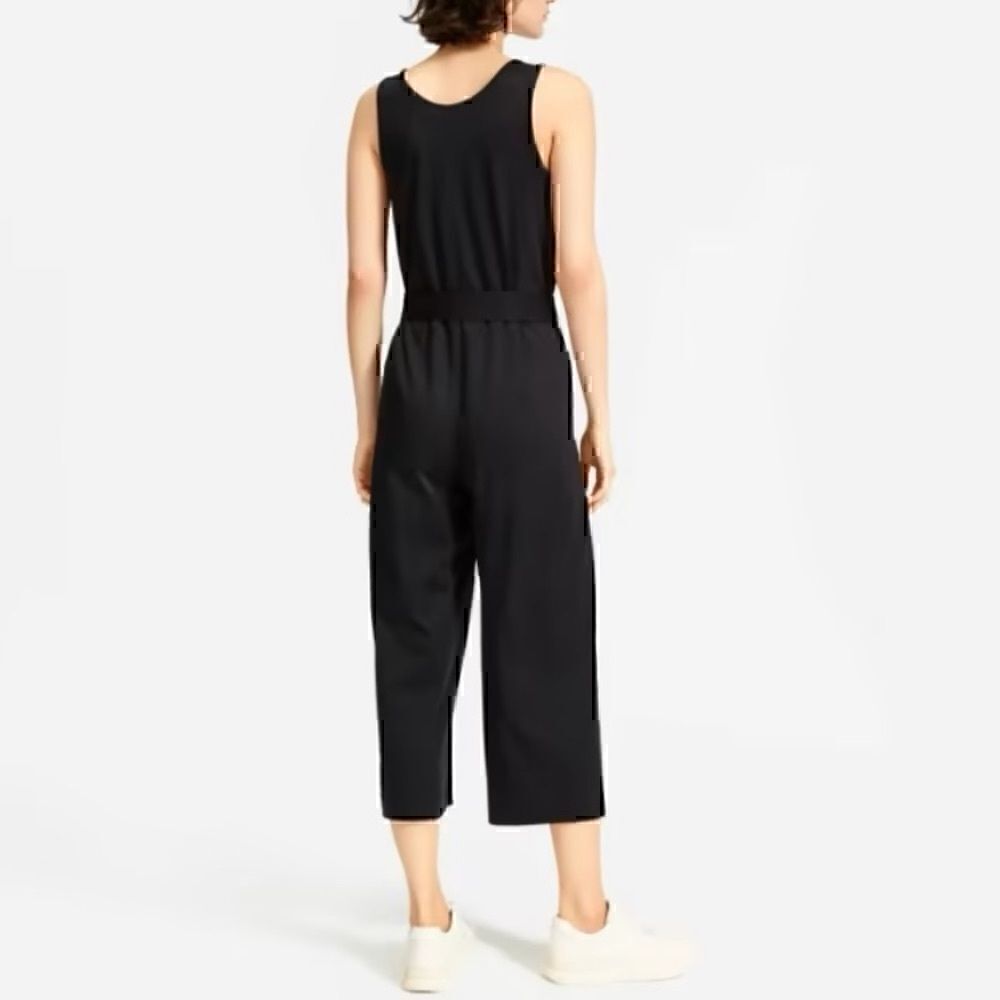 NWT Everlane The Luxe Cotton Jumpsuit Black Medium Sustainable - Picture 6 of 7